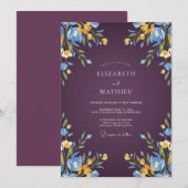 Invitation Mariage Eucalyptus Muté au Feuillage de Pervenche (Devant / Derrière)