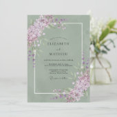 Invitation Mariage Eucalyptus Olive Lilas (Debout devant)