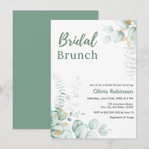 Invitation Mariage Eucalyptus Or Brunch de Mariée Enterrement