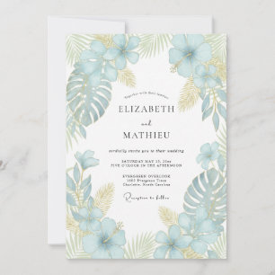 Invitation Mariage Eucalyptus Palmier Tropical Aqua