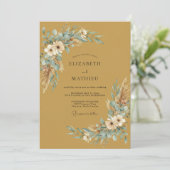 Invitation Mariage Eucalyptus Pampas Aqua Doré (Debout devant)
