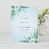 Invitation Mariage Eucalyptus Pin Teal Hiver (Debout devant)