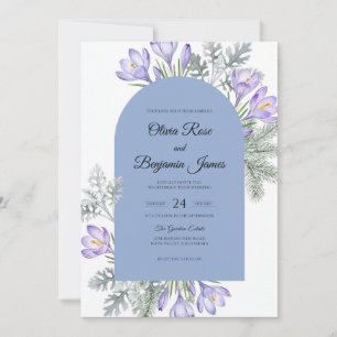 Invitation Mariage Eucalyptus Printanier Crocus Pervenche