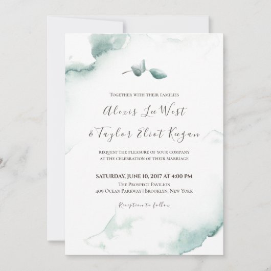 Invitation Mariage Eucalyptus rafraîchissant l'aquarelle (Devant)