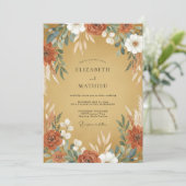 Invitation Mariage Eucalyptus Ranunculus Rouille Ocre (Debout devant)