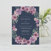 Invitation Mariage Eucalyptus Renoncule baie de minuit (Debout devant)