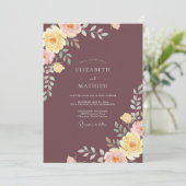 Invitation Mariage Eucalyptus Renoncule Jaune Prune (Debout devant)