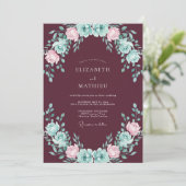 Invitation Mariage Eucalyptus Renoncule Menthe Vin (Debout devant)