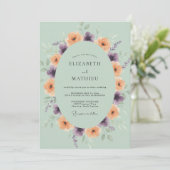 Invitation Mariage Eucalyptus Renoncule Pourpre Pêche (Debout devant)