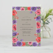 Invitation Mariage Eucalyptus Renoncule Rouge Pourpre (Debout devant)