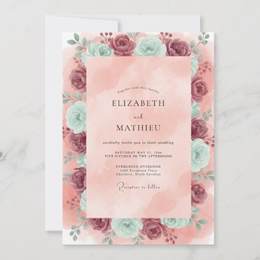 Invitation Mariage Eucalyptus Renoncule Teinte Mauve (Devant)
