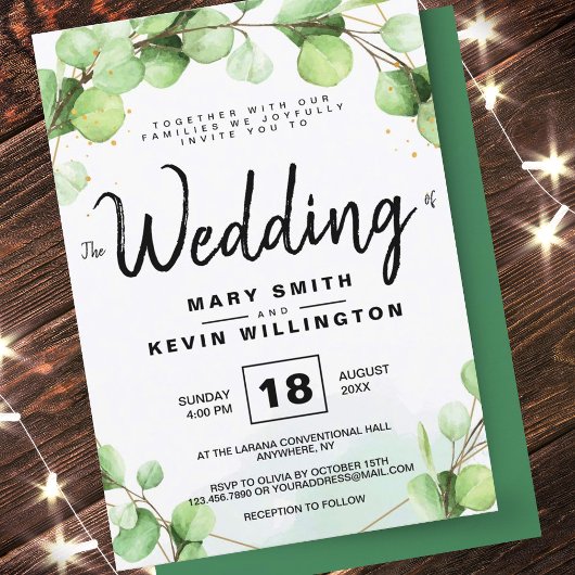 Invitation Mariage Eucalyptus Rustique Élégant Moderne