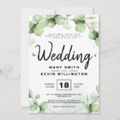 Invitation Mariage Eucalyptus Rustique Élégant Moderne (Devant)