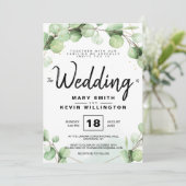 Invitation Mariage Eucalyptus Rustique Élégant Moderne (Debout devant)