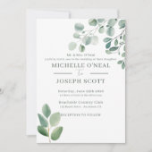 Invitation Mariage Eucalyptus Sage Vert Aquarelle (Devant)