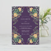 Invitation Mariage Eucalyptus Succulent Jaune Prune (Debout devant)
