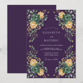 Invitation Mariage Eucalyptus Succulent Jaune Prune (Devant / Derrière)