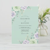 Invitation Mariage Eucalyptus Succulent Lavande Menthe (Debout devant)