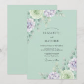 Invitation Mariage Eucalyptus Succulent Lavande Menthe (Devant / Derrière)