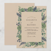 Invitation Mariage Eucalyptus Succulent Olive Sarcelle (Devant / Derrière)