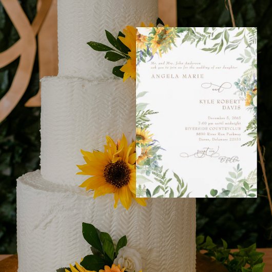 Invitation Mariage Eucalyptus Sunflower Élégance