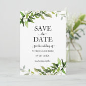 Invitation Mariage Éucalyptus Verdure Enregistrer La Date (Debout devant)