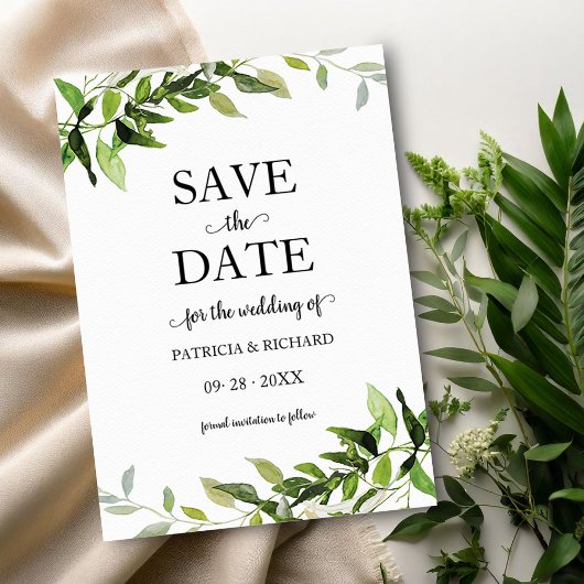 Invitation Mariage Éucalyptus Verdure Enregistrer La Date