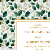Invitation Mariage Eucalyptus Vert foncé de luxe invite