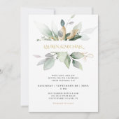 Invitation Mariage Eucalyptus Vert & Or (Devant)