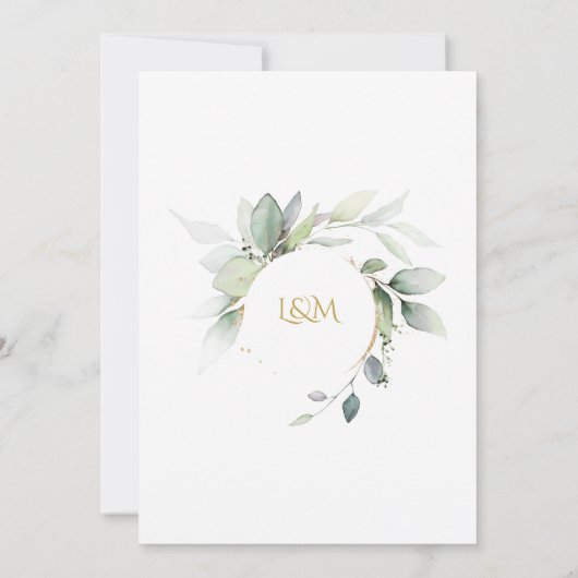 Invitation Mariage Eucalyptus Vert & Or (Dos)