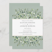 Invitation Mariage Eucalyptus Vert Sage (Devant / Derrière)