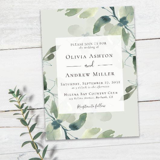 Invitation Mariage Eucalyptus Vert Sage