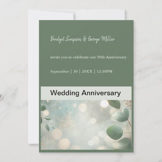 Invitation Mariage Eucalyptus Vert Sage romantique (Devant)