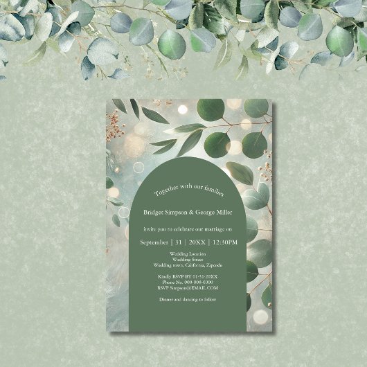 Invitation Mariage Eucalyptus Vert Sage romantique