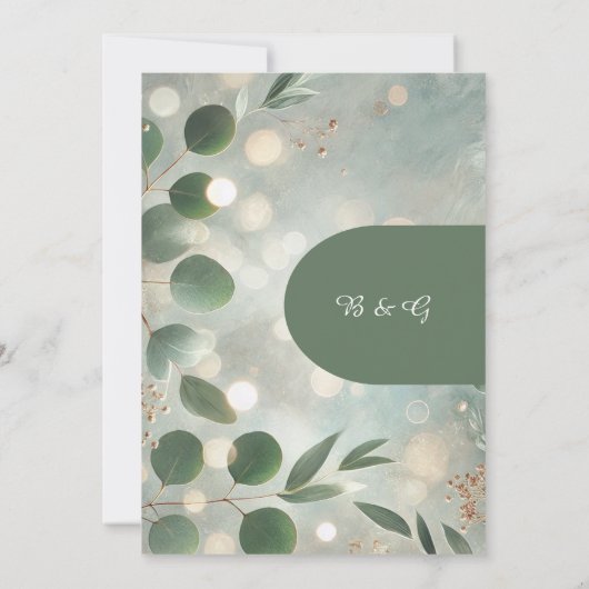 Invitation Mariage Eucalyptus Vert Sage romantique (Dos)