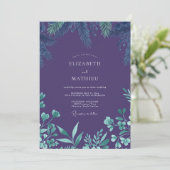 Invitation Mariage Eucalyptus Violet Profond (Debout devant)