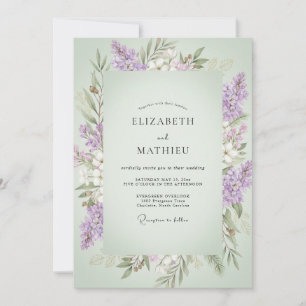 Invitation Mariage Eucalyptus Violet Sprig Pistache