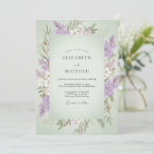 Invitation Mariage Eucalyptus Violet Sprig Pistache (Debout devant)