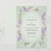 Invitation Mariage Eucalyptus Violet Sprig Pistache (Devant / Derrière)