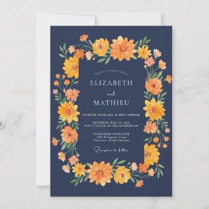 Invitation Mariage Eucalyptus Zinnia Orange de Minuit