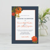 Invitation Mariage/événement Floral de la Marine Orange de Bo (Debout devant)