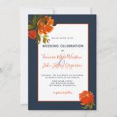 Invitation Mariage/Événement Floral Moderne Bohème Orange Nui (Devant)