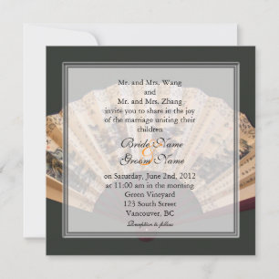 Invitation Mariage éventail en bambou et soie chinois
