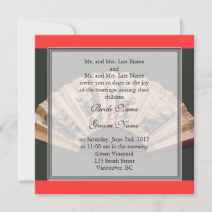 Invitation Mariage éventail en bambou et soie chinois