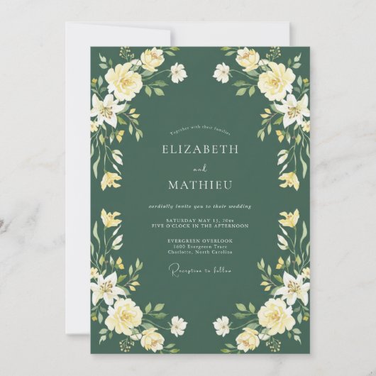 Invitation Mariage Evergreen Cream Petal (Devant)