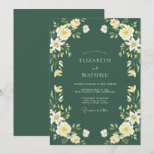 Invitation Mariage Evergreen Cream Petal (Devant / Derrière)