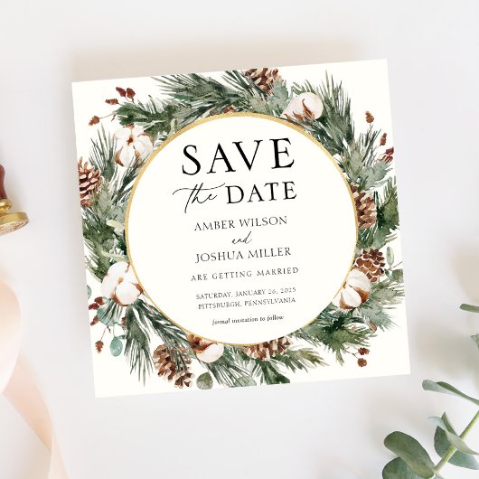 Invitation Mariage Evergreen Winter Save the Date