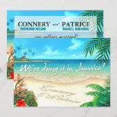 Invitation Mariage exotique PR Jamaïcain noms dans le sable (Devant / Derrière)