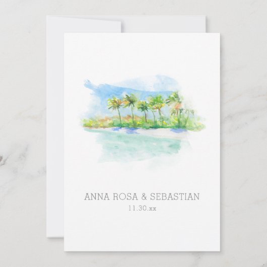 Invitation *~* MARIAGE EXOtique tropical AR7 Plage RSVP + (Dos)