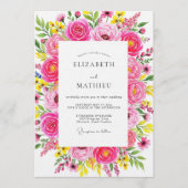 Invitation Mariage Explosion Florale Rose Luxuriante (Devant)